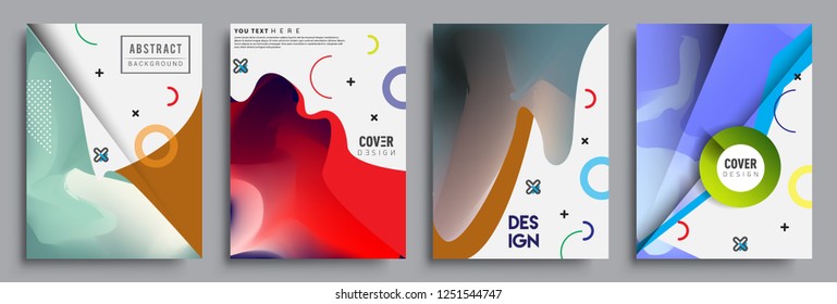 Modern abstract covers set. Cool gradient shapes composition, shapes, geometric elements. Applicable for placards, brochures, posters, covers and banners.