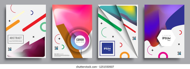 Modern abstract covers set. Cool gradient shapes composition, shapes, geometric elements. Applicable for placards, brochures, posters, covers and banners.