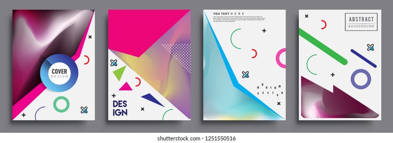 Modern abstract covers set. Cool gradient shapes composition, shapes, geometric elements. Applicable for placards, brochures, posters, covers and banners.