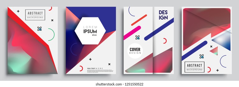 Modern abstract covers set. Cool gradient shapes composition, shapes, geometric elements. Applicable for placards, brochures, posters, covers and banners.