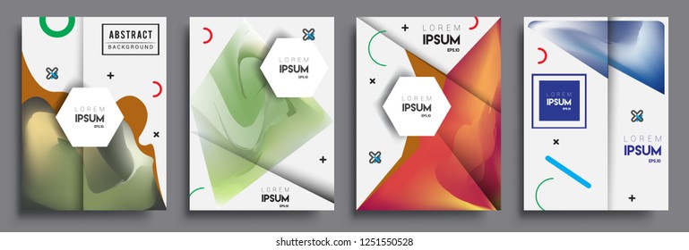 Modern abstract covers set. Cool gradient shapes composition, shapes, geometric elements. Applicable for placards, brochures, posters, covers and banners.