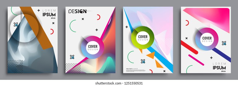Modern abstract covers set. Cool gradient shapes composition, shapes, geometric elements. Applicable for placards, brochures, posters, covers and banners.