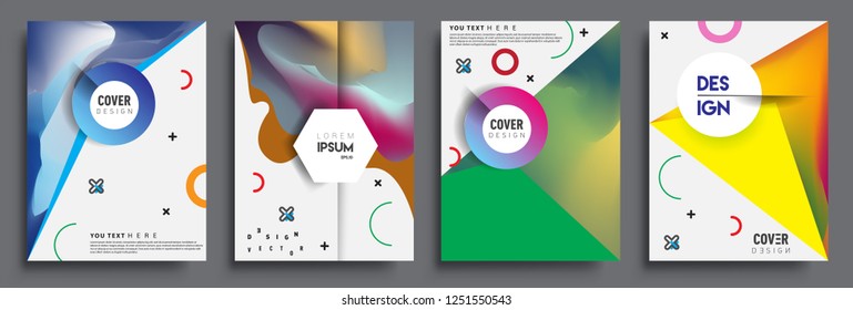 Modern abstract covers set. Cool gradient shapes composition, shapes, geometric elements. Applicable for placards, brochures, posters, covers and banners.