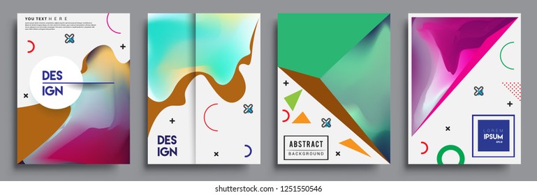 Modern abstract covers set. Cool gradient shapes composition, shapes, geometric elements. Applicable for placards, brochures, posters, covers and banners.