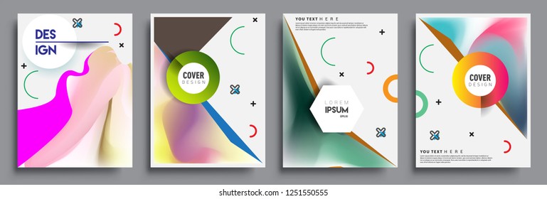 Modern abstract covers set. Cool gradient shapes composition, shapes, geometric elements. Applicable for placards, brochures, posters, covers and banners.