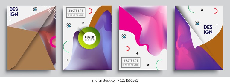 Modern abstract covers set. Cool gradient shapes composition, shapes, geometric elements. Applicable for placards, brochures, posters, covers and banners.