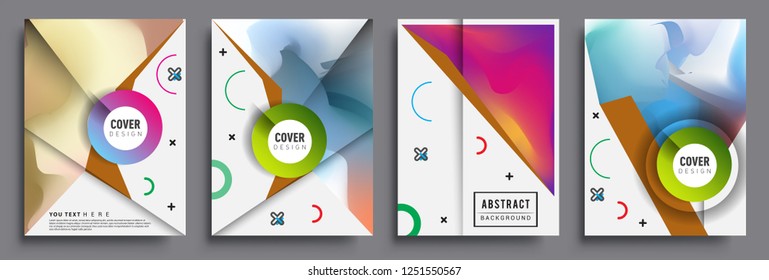 Modern abstract covers set. Cool gradient shapes composition, shapes, geometric elements. Applicable for placards, brochures, posters, covers and banners.