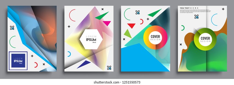 Modern abstract covers set. Cool gradient shapes composition, shapes, geometric elements. Applicable for placards, brochures, posters, covers and banners.