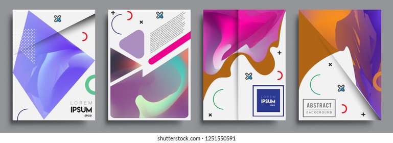 Modern abstract covers set. Cool gradient shapes composition, shapes, geometric elements. Applicable for placards, brochures, posters, covers and banners.