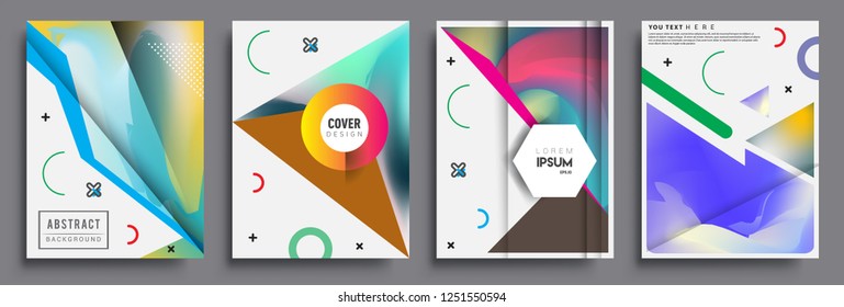Modern abstract covers set. Cool gradient shapes composition, shapes, geometric elements. Applicable for placards, brochures, posters, covers and banners.
