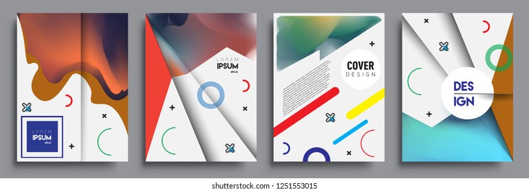 Modern abstract covers set. Cool gradient shapes composition, shapes, geometric elements. Applicable for placards, brochures, posters, covers and banners.