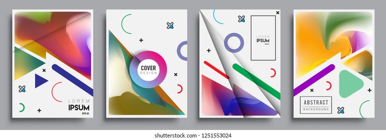 Modern abstract covers set. Cool gradient shapes composition, shapes, geometric elements. Applicable for placards, brochures, posters, covers and banners.