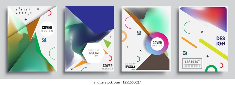 Modern abstract covers set. Cool gradient shapes composition, shapes, geometric elements. Applicable for placards, brochures, posters, covers and banners.