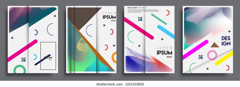 Modern abstract covers set. Cool gradient shapes composition, shapes, geometric elements. Applicable for placards, brochures, posters, covers and banners.
