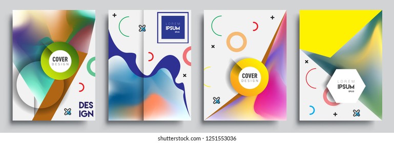 Modern abstract covers set. Cool gradient shapes composition, shapes, geometric elements. Applicable for placards, brochures, posters, covers and banners.