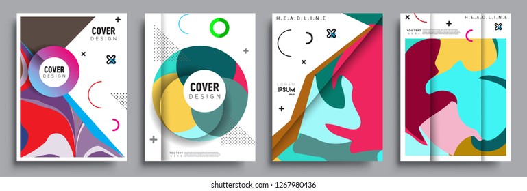 Modern abstract covers set. Cool gradient shapes composition, vector covers design.