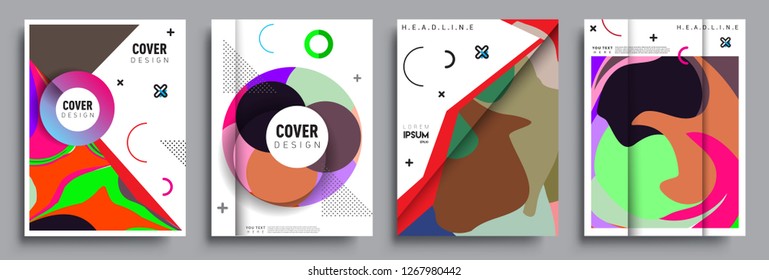 Modern abstract covers set. Cool gradient shapes composition, vector covers design.