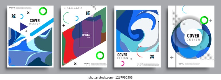 Modern abstract covers set. Cool gradient shapes composition, vector covers design.