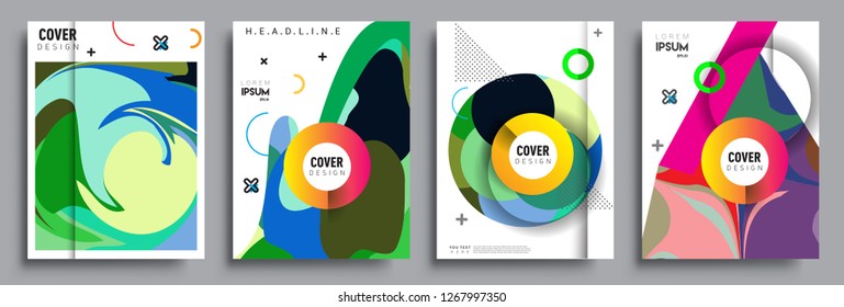 Modern abstract covers set. Cool gradient shapes composition, vector covers design.