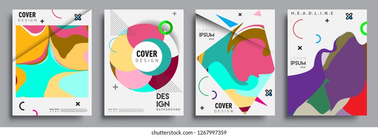 Modern abstract covers set. Cool gradient shapes composition, vector covers design.