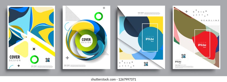 Modern abstract covers set. Cool gradient shapes composition, vector covers design.
