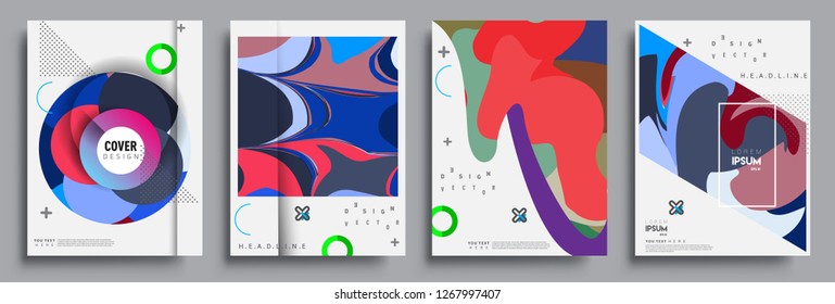 Modern abstract covers set. Cool gradient shapes composition, vector covers design.
