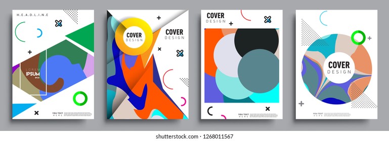 Modern abstract covers set. Cool gradient shapes composition, vector covers design.