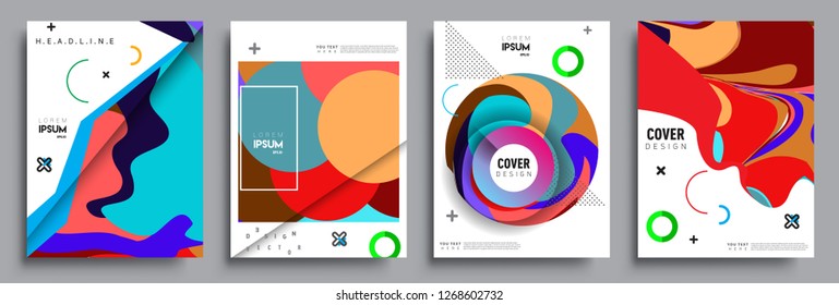 Modern abstract covers set. Cool gradient shapes composition, vector covers design.