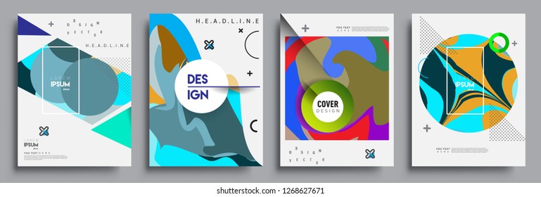 Modern abstract covers set. Cool gradient shapes composition, vector covers design.