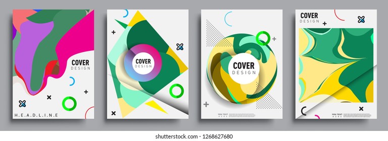 Modern abstract covers set. Cool gradient shapes composition, vector covers design.