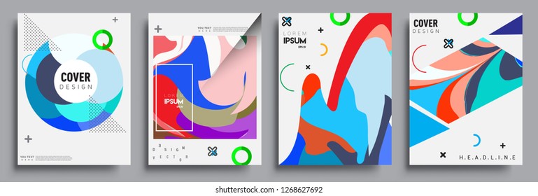 Modern abstract covers set. Cool gradient shapes composition, vector covers design.
