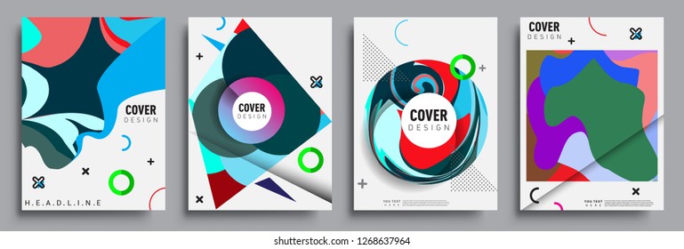 Modern abstract covers set. Cool gradient shapes composition, vector covers design.