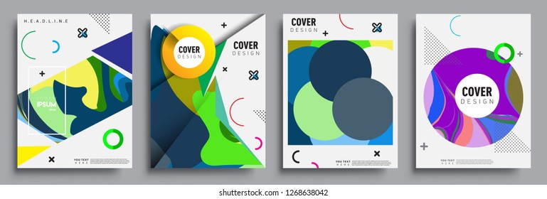 Modern abstract covers set. Cool gradient shapes composition, vector covers design.