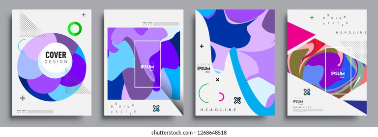 Modernes abstraktes Cover Set. Cool Farbverlauf-Formen Zusammensetzung, Vektorgrafik-Design.
