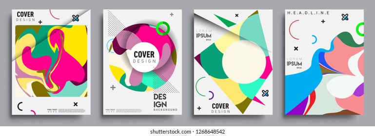Modern abstract covers set. Cool gradient shapes composition, vector covers design.
