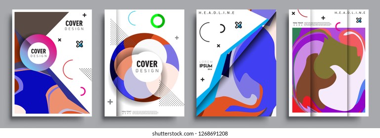 Modern abstract covers set. Cool gradient shapes composition, vector covers design.