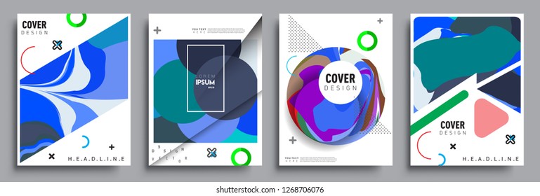 Modern abstract covers set. Cool gradient shapes composition, vector covers design.