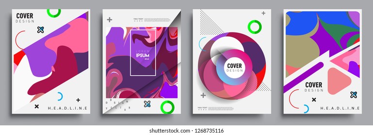 Modern abstract covers set. Cool gradient shapes composition, vector covers design.