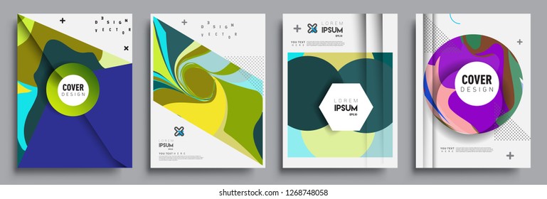 Modern abstract covers set. Cool gradient shapes composition, vector covers design.