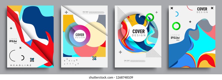 Modern abstract covers set. Cool gradient shapes composition, vector covers design.