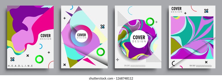 Modern abstract covers set. Cool gradient shapes composition, vector covers design.