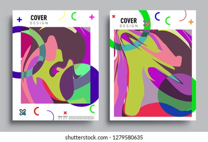 Modern abstract covers set. Cool gradient shapes composition, vector covers design.