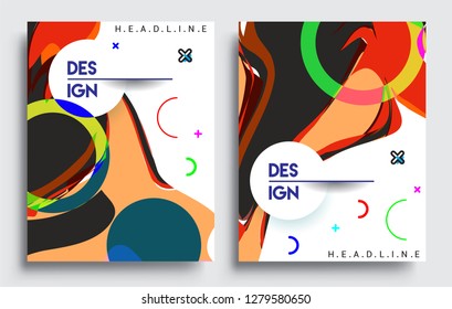 Modern abstract covers set. Cool gradient shapes composition, vector covers design.