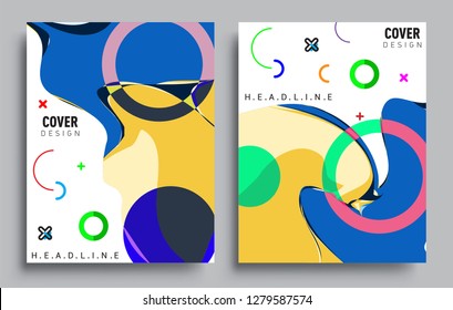 Modern abstract covers set. Cool gradient shapes composition, vector covers design.