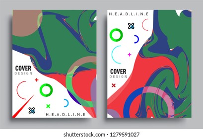 Modern abstract covers set. Cool gradient shapes composition, vector covers design.