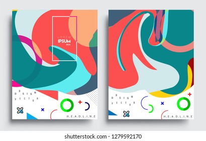 Modern abstract covers set. Cool gradient shapes composition, vector covers design.