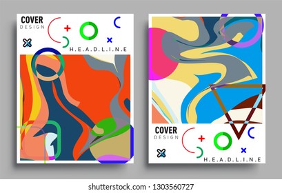 Modern abstract covers set. Cool gradient shapes composition, vector covers design.