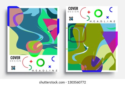 Modern abstract covers set. Cool gradient shapes composition, vector covers design.