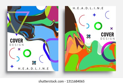 Modern abstract covers set. Cool gradient shapes composition, vector covers design.