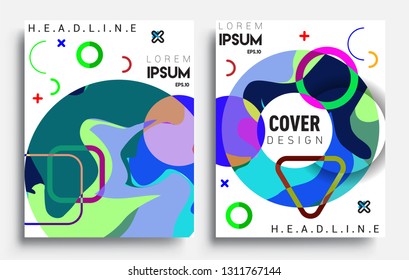 Modern abstract covers set. Cool gradient shapes composition, vector covers design.